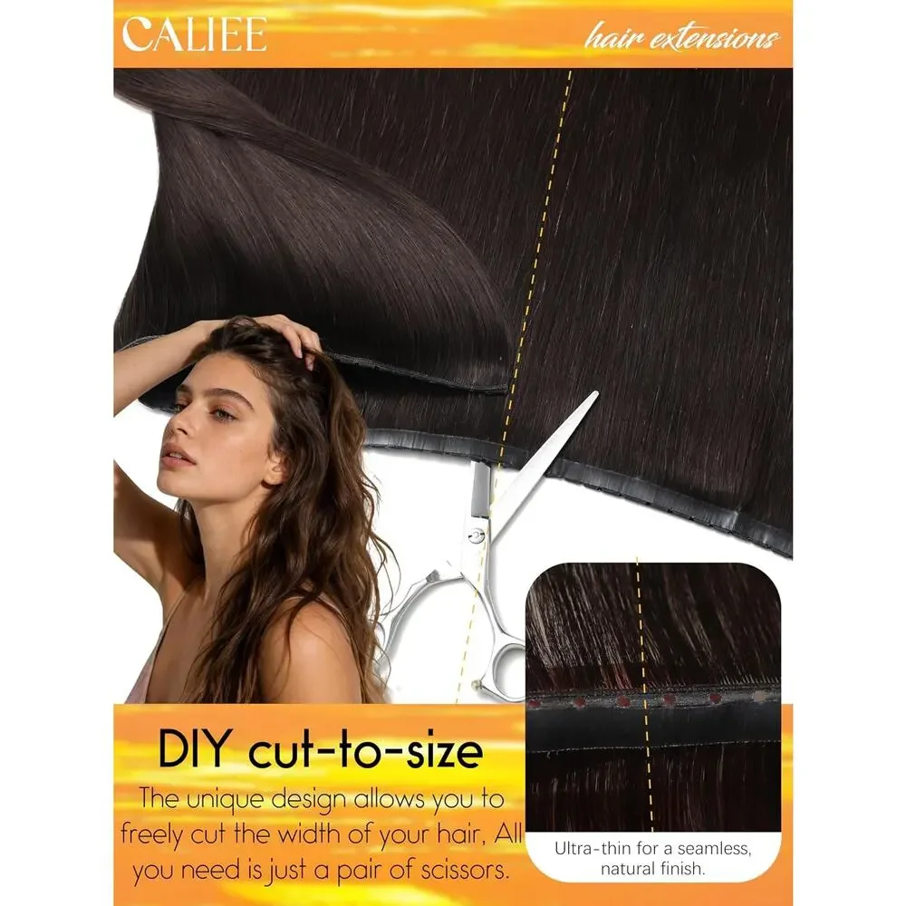 Caliee Butterfly Weft Human Hair Extensions 20 in #2 Darkest Brown 50g